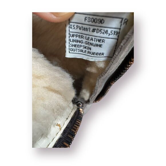 UGG Gray Leather Shearling Lined Zip Boots Women's 7 Mid Calf Boots Winter - Picture 7 of 9